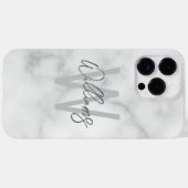 White Marble Script Specialized Monogram and Name Case-Mate iPhone Case (Achterkant (horizontaal))