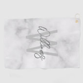 White Marble Script Specialized Monogram and Name Golfhanddoek (Horizontaal)