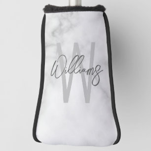 White Marble Script Specialized Monogram and Name Golfheadcover