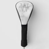 White Marble Script Specialized Monogram and Name Golfheadcover (Voorkant)