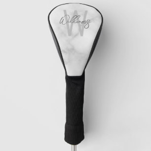 White Marble Script Specialized Monogram and Name Golfheadcover