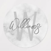 White Marble Script Specialized Monogram and Name Labels (Design 2)