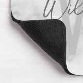 White Marble Script Specialized Monogram and Name Muismat (Hoek)