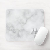White Marble Script Specialized Monogram and Name Muismat (Met muis)