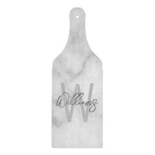 White Marble Script Specialized Monogram and Name Snijplank