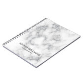 White Marble Silver Glitter Notitieboek (Linkerzijde)