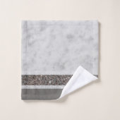 White marble Silver Glitter Stripe Glam #1 Bad Handdoek (Wasdoekje)