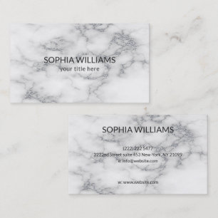 White Marble Silver Glitter Visitekaartje