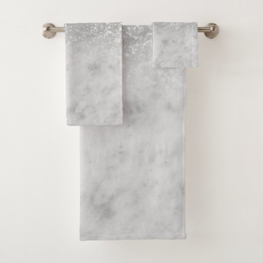 White marble Silver Ombre Glitter Glam #1 Bad Handdoek (Insitu)