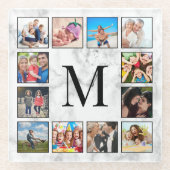 White marble Stone Pattern Glazen Onderzetter (Voorkant)