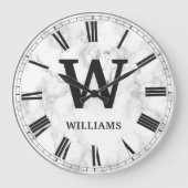 White marble Stone Pattern Grote Klok (Voorkant)