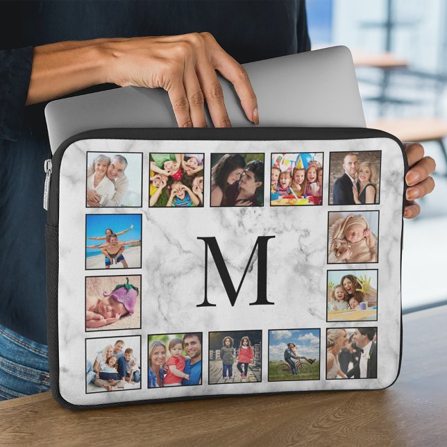 White marble Stone Pattern Laptop Sleeve (Creator heeft geüpload)