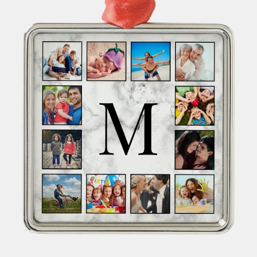 White marble Stone Pattern Metalen Ornament (Voorkant)