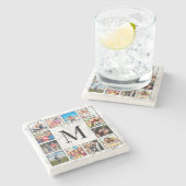 White Marble Stone Pattern Stenen Onderzetter (Zijkant)