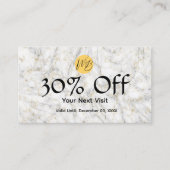 White Marble Texture Restaurant QR Code Menu en Kortingskaartje (Voorkant)