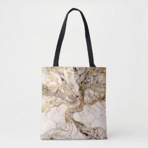White Marble Tree of Life Abstract Draagtas