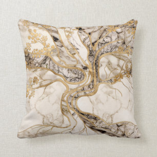 White Marble Tree of Life Abstract Kussen