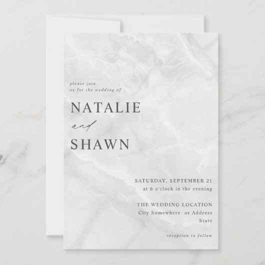 White marble Wedding Kaart (Voorkant)