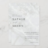 White marble Wedding Kaart (Voorkant / Achterkant)