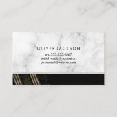 White marble White Leather Gold Sequin Striped Visitekaartje (Achterkant)
