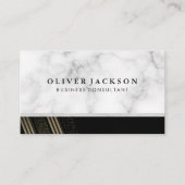 White marble White Leather Gold Sequin Striped Visitekaartje (Voorkant)