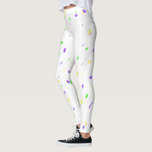 White Mardi Gras Confetti Leggings