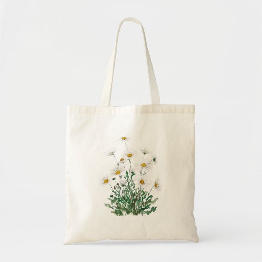 white Margaret daisy waterverf Tote Bag (Voorkant)