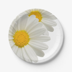 White Marguerite Daisy Paper Party Picnic Borden Papieren Bordje
