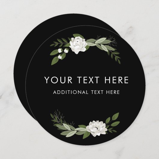 White Mariage Sprigs Invitation ronde (Devant / Derrière)