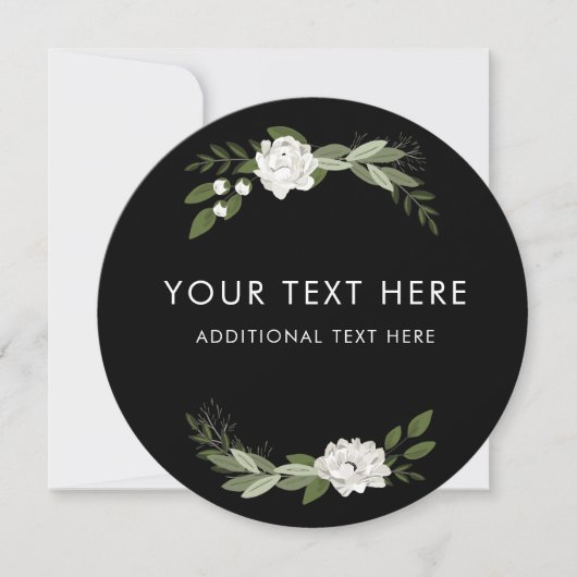 White Mariage Sprigs Invitation ronde (Devant)