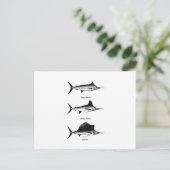 White Marlin - Blue Marlin - Sailfish Logo Briefkaart (Staand voorkant)