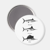 White Marlin - Blue Marlin - Sailfish Logo Magneet (Voorkant / Achterkant)