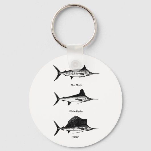 White Marlin - Blue Marlin - Sailfish Logo Sleutelhanger (Voorkant)