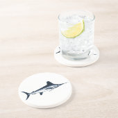 White Marlin Logo Zandsteen Onderzetter (Zijkant)