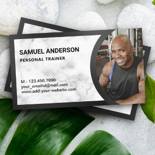 White Marmer Fitness Persoonlijke Trainer Foto Visitekaartje