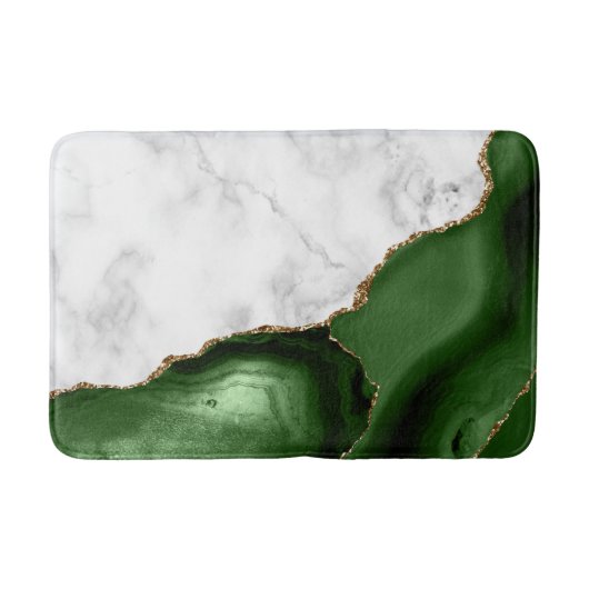 White marmer Hunter Green Agate Gold Glitter Badmat (Voorkant)