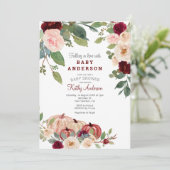 White Marsala Citrouille Baby shower Invitation (Debout devant)