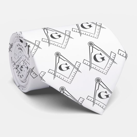 White Masonic Stropdas gepatterd (Opgerold)