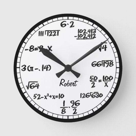 White Math Equivalence Custom Large Clock Ronde Klok (Voorkant)