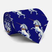 White Medieval Prancing Unicorns Stropdas (Opgerold)