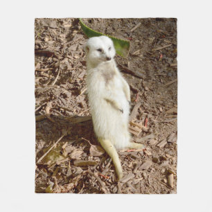 White Meerkat, Medium Fleece Blanket. Deken