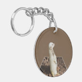 White Meerkat on Guard Duty Sleutelhanger (Voorkant Links)