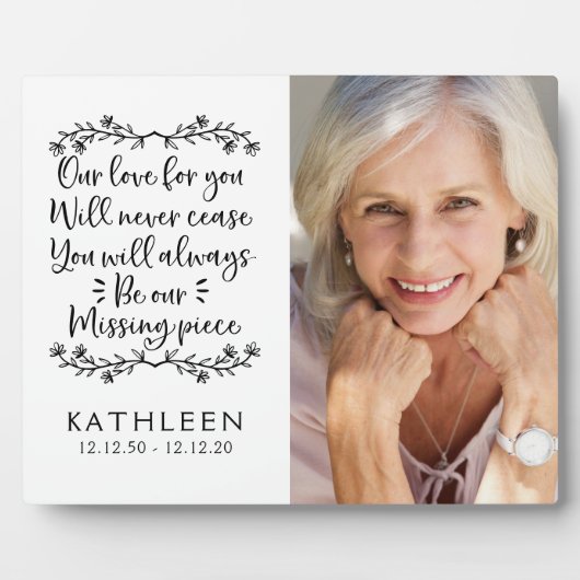 White Memorial Typography Photo Keepomwille Fotoplaat (Voorkant)