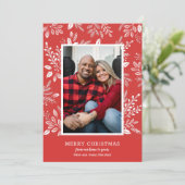 White Merry Kerstrode foto Feestdagenkaart (Staand voorkant)