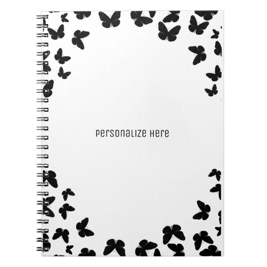 White met Black Butterflies - Aangepast Notitieboek (Voorkant)