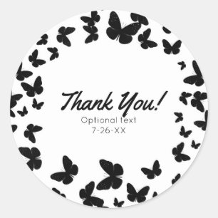 White met Black Butterflies Party Custom Favor Ronde Sticker