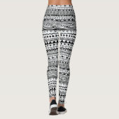 White met Black Ethnic Design Pattern Leggings (Achterkant)
