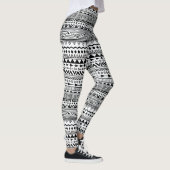 White met Black Ethnic Design Pattern Leggings (Rechts)