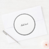 White met Black Text Sjabloon Ronde Sticker (Envelop)