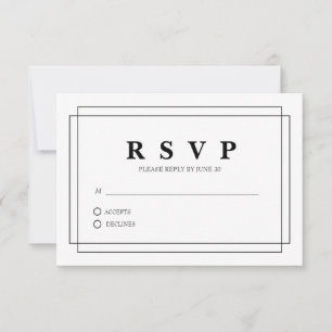 White met Border Response Card RSVP Kaartje
